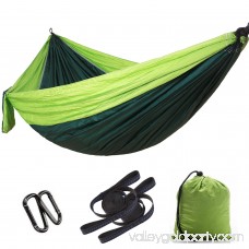 Lightahead Double Parachute Portable Camping Hammock Including 2 Straps with Loops & Carabiners– Best Heavy Duty Lightweight Nylon Parachute Hammock For Camping,Travel,Beach(Dark Green/Fruit Green) 569751859